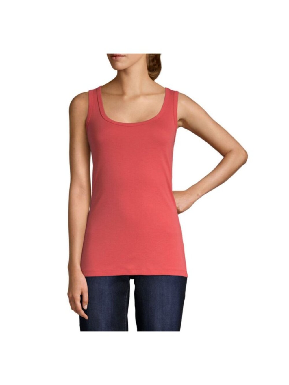 St. John's Bay Women's Scoop Neck Tank Top Shirt Casual Red 100% Cotton Medium M